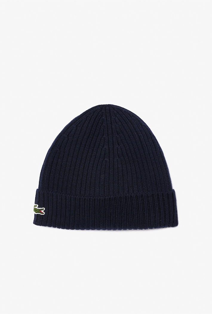 Lacoste Men's Rib Knit Brushed Wool Beanie