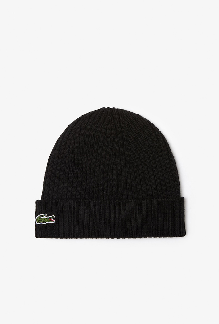 Lacoste Men's Rib Knit Brushed Wool Beanie
