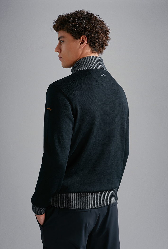 Paul & Shark Men's Wool Half Zip Sweater with Moon Badge