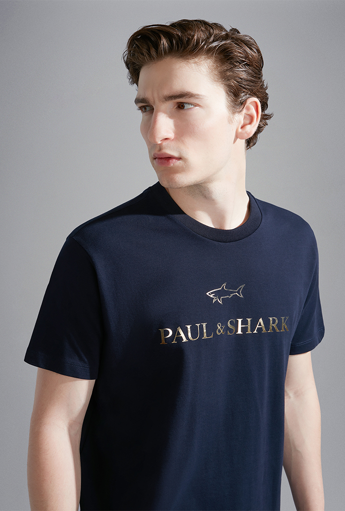 Paul & Shark Men's Cotton Jersey T-Shirt with Printed Logo