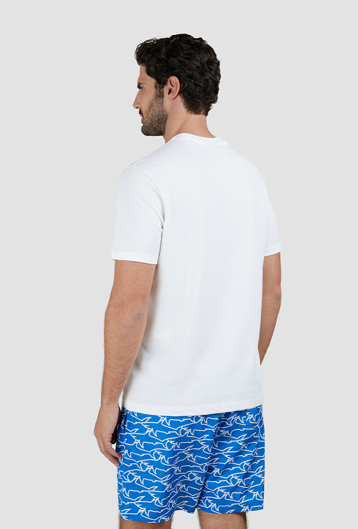 Paul & Shark Men's Cotton Jersey T-Shirt with Sharks Print