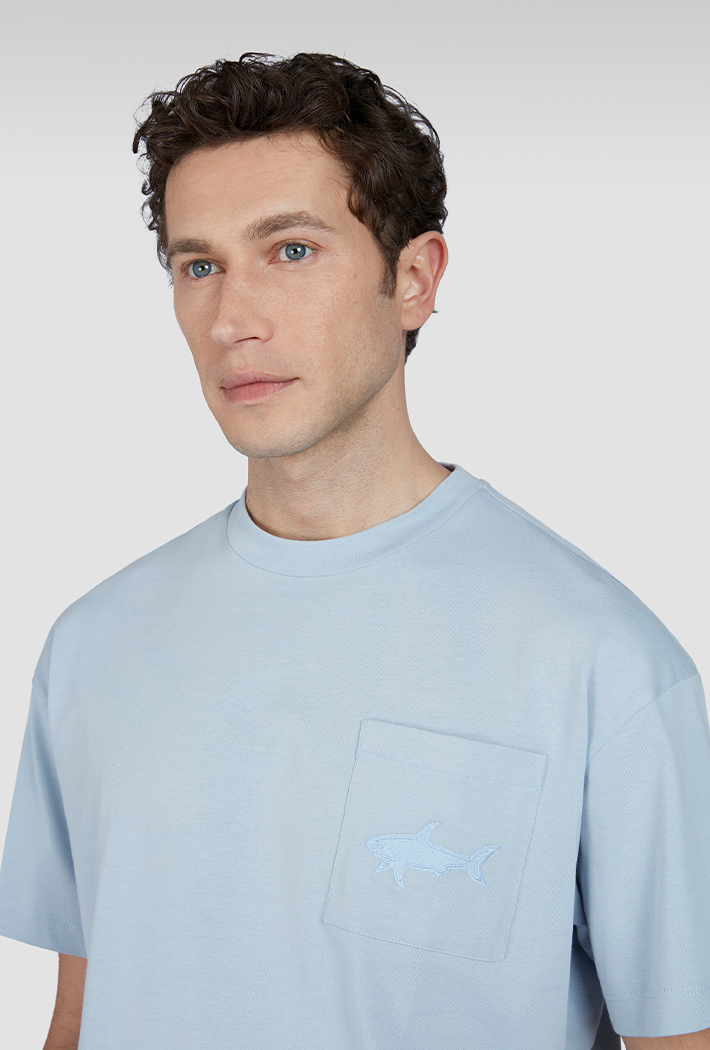 Paul & Shark Men's Aqua Touch Cotton T-Shirt with Shark Embroidery