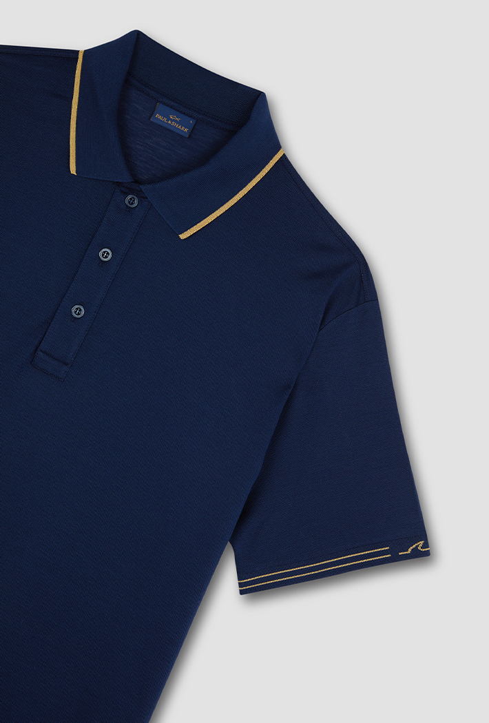 Paul & Shark Men's Polo in Fine Pique Cotton with Contrast Trims