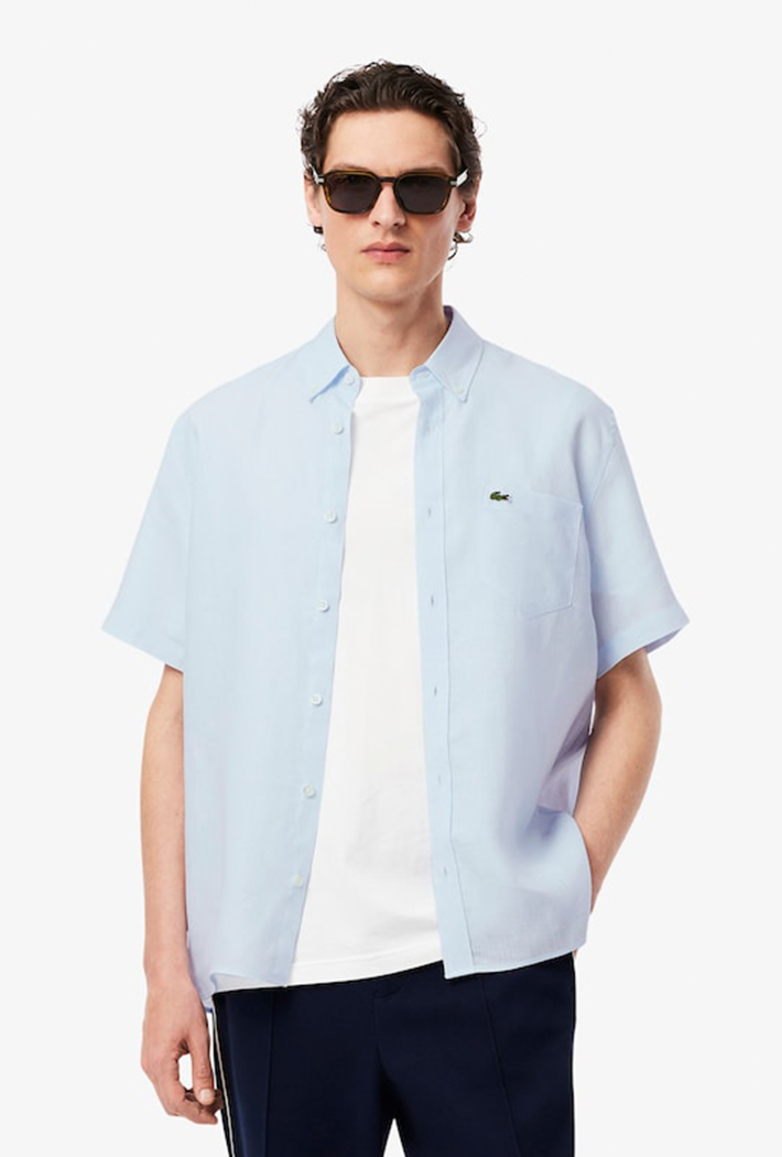 Lacoste Men's Short Sleeved Linen Shirt