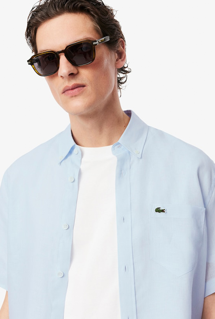 Lacoste Men's Short Sleeved Linen Shirt