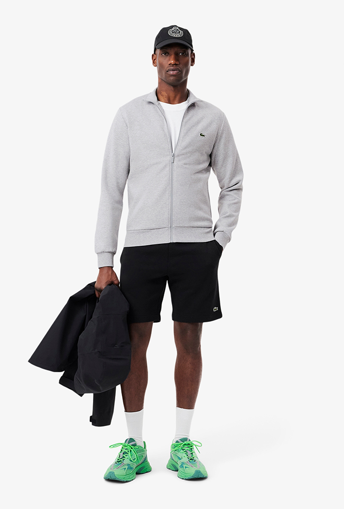 Lacoste Zip-Up High Neck Fleece Sweatshirt