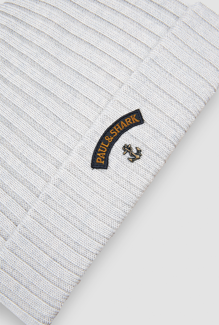Paul &amp; Shark Men's Ribbed Wool Beanie with Anchor Badge