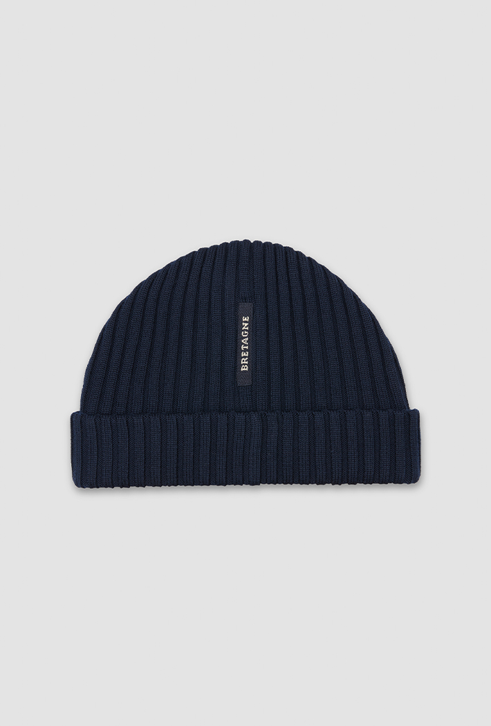 Paul & Shark Men's Ribbed Wool Beanie with Anchor Badge