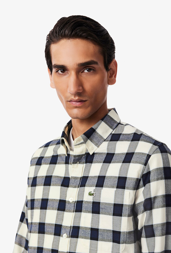 Lacoste Regular Fit Plaid Flannel Shirt