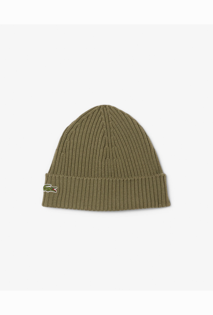 Lacoste Men's Rib Knit Brushed Wool Beanie