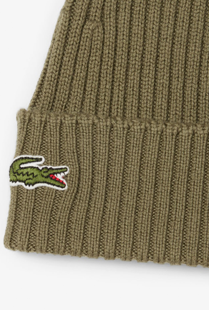 Lacoste Men's Rib Knit Brushed Wool Beanie