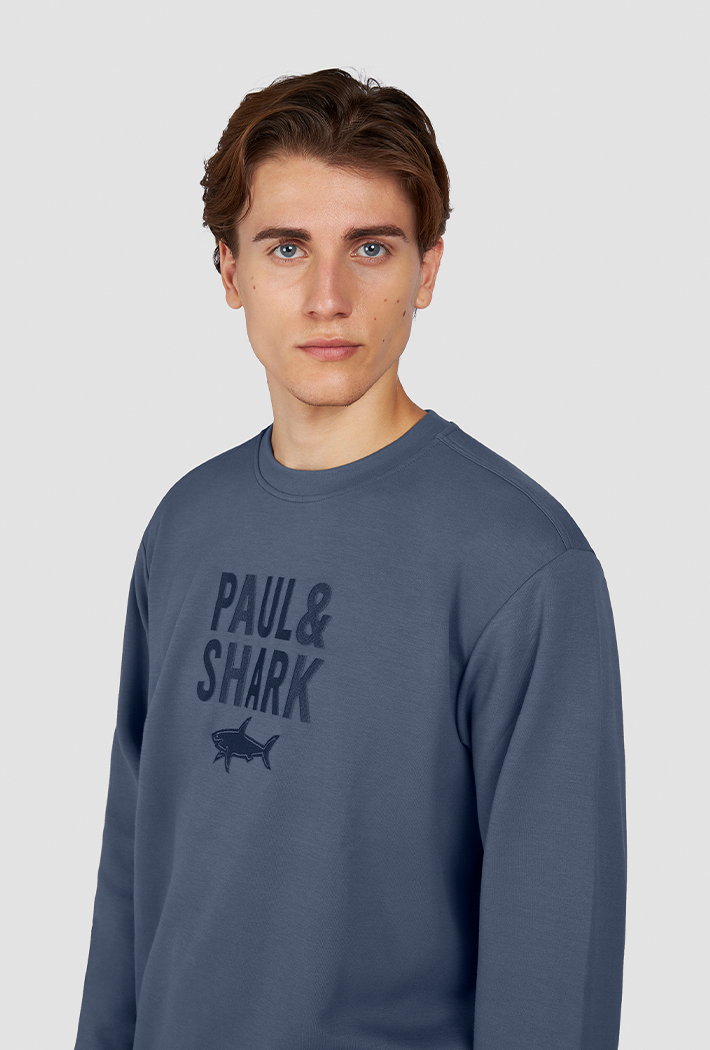 Paul & Shark Embroidered Logo X-Soft Fleece Cotton Sweatshirt