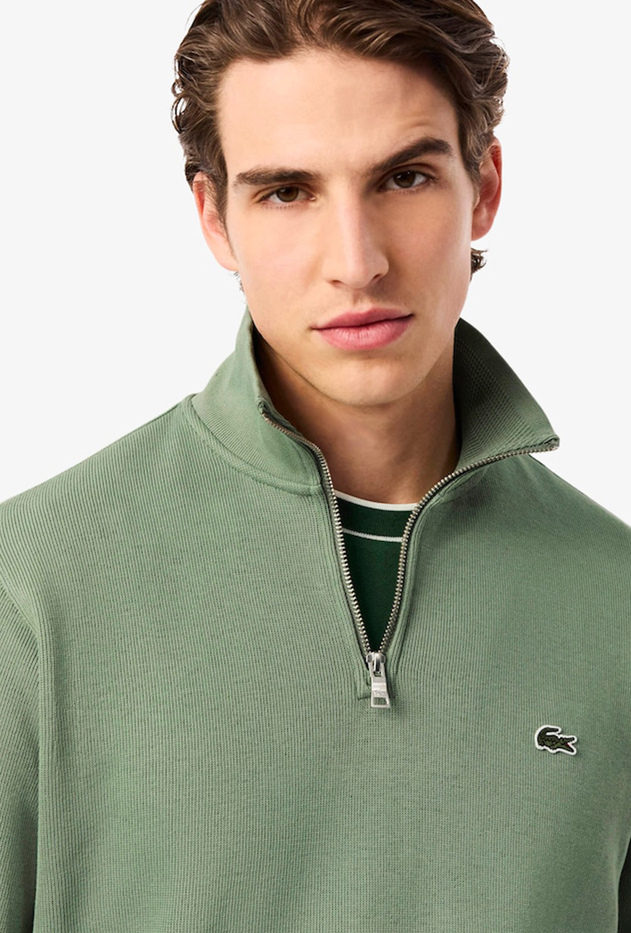 Lacoste Men's Zip-Up High Neck Interlock Sweatshirt