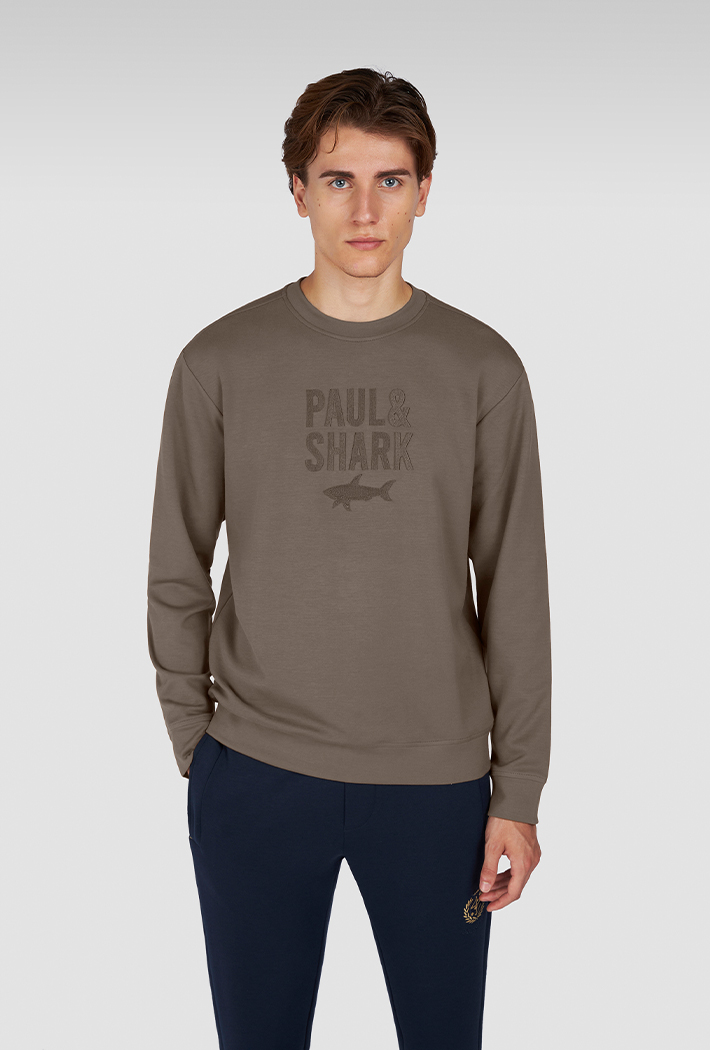 Paul & Shark Embroidered Logo X-Soft Fleece Cotton Sweatshirt
