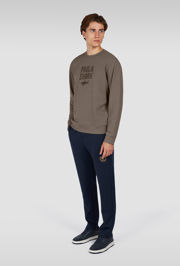 Paul & Shark Embroidered Logo X-Soft Fleece Cotton Sweatshirt
